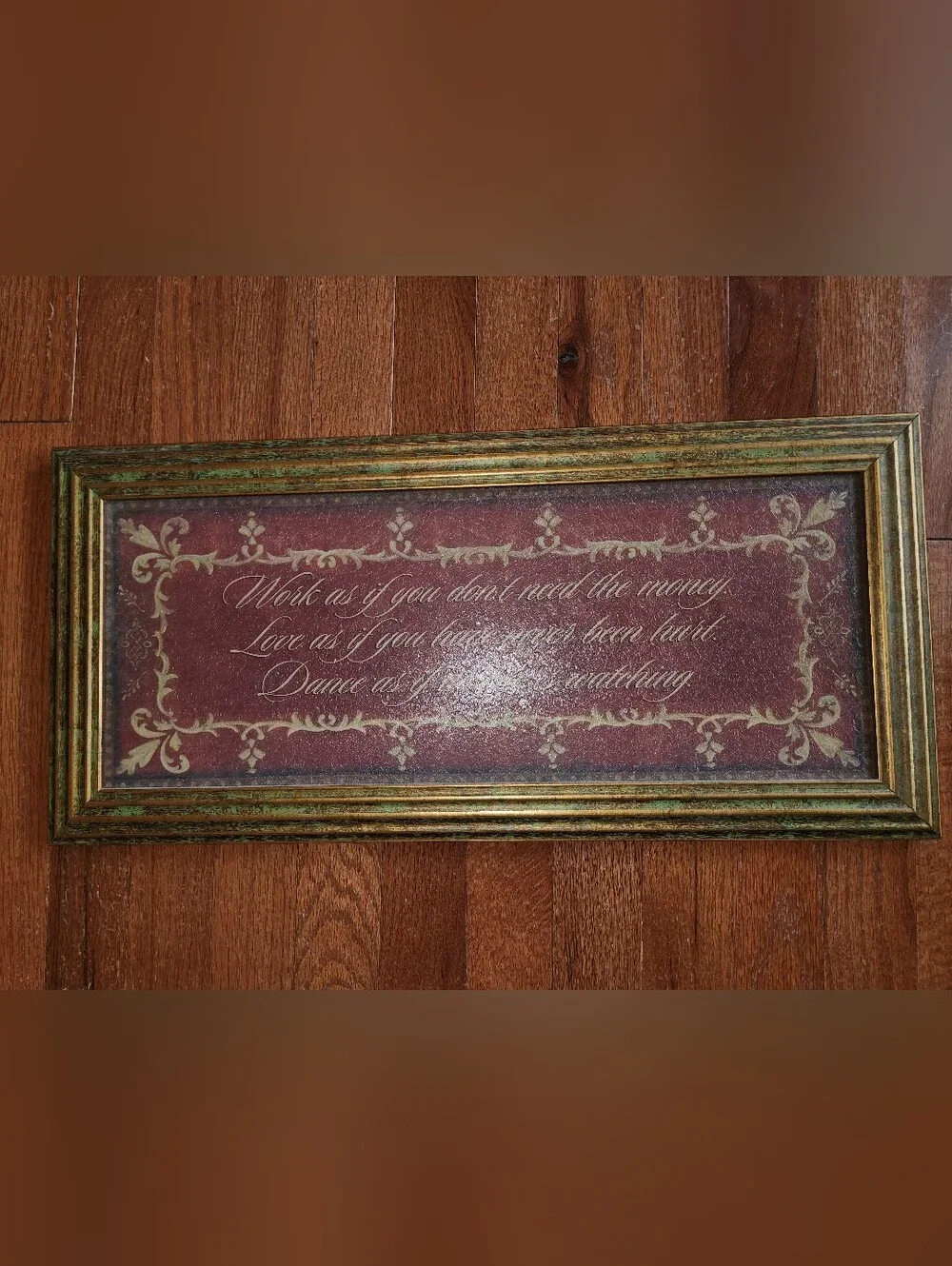 Framed Inspirational Wall Art in Burgundy and Gold